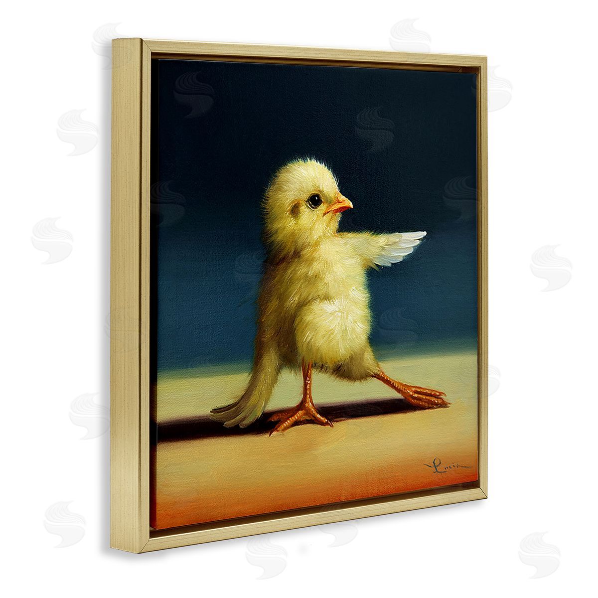 Lucia Heffernan Yoga Chicks Funny Animal Painting Twisted Warrior Gold Floating Frame Canvas Wall Art Print