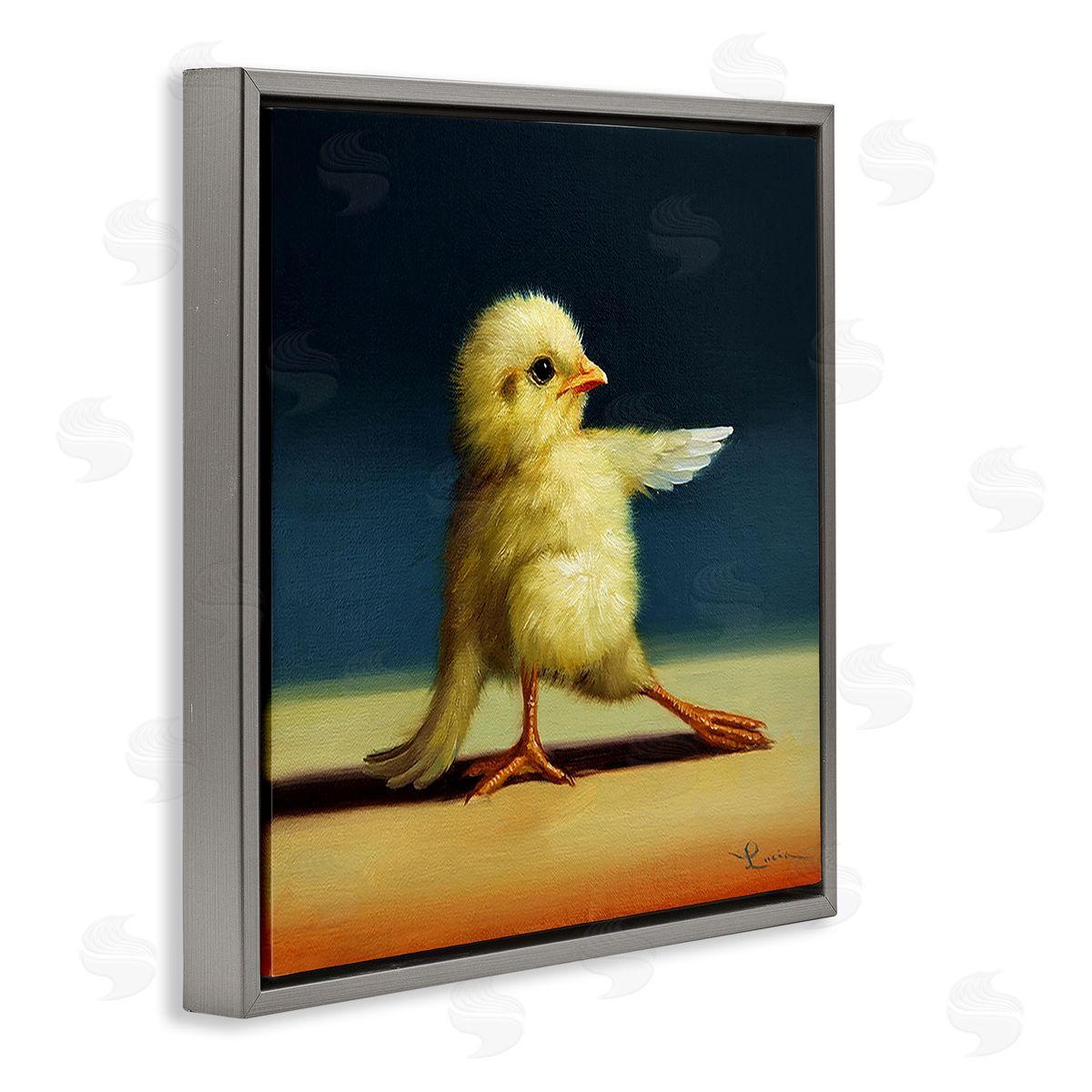 Lucia Heffernan Yoga Chicks Funny Animal Painting Twisted Warrior Gray Floating Frame Canvas Wall Art Print