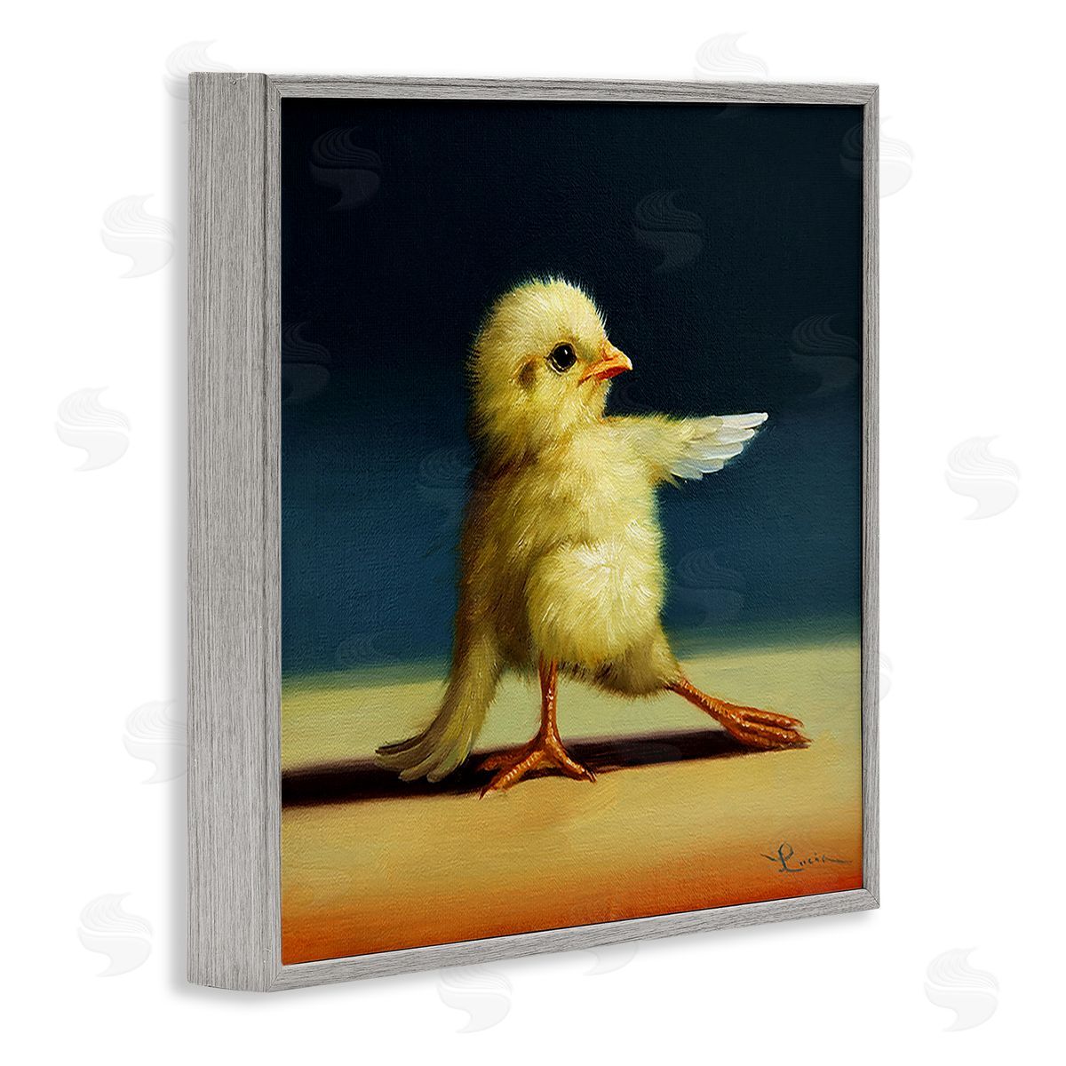 Lucia Heffernan Yoga Chicks Funny Animal Painting Twisted Warrior Gray Framed Glicee Wall Art Print