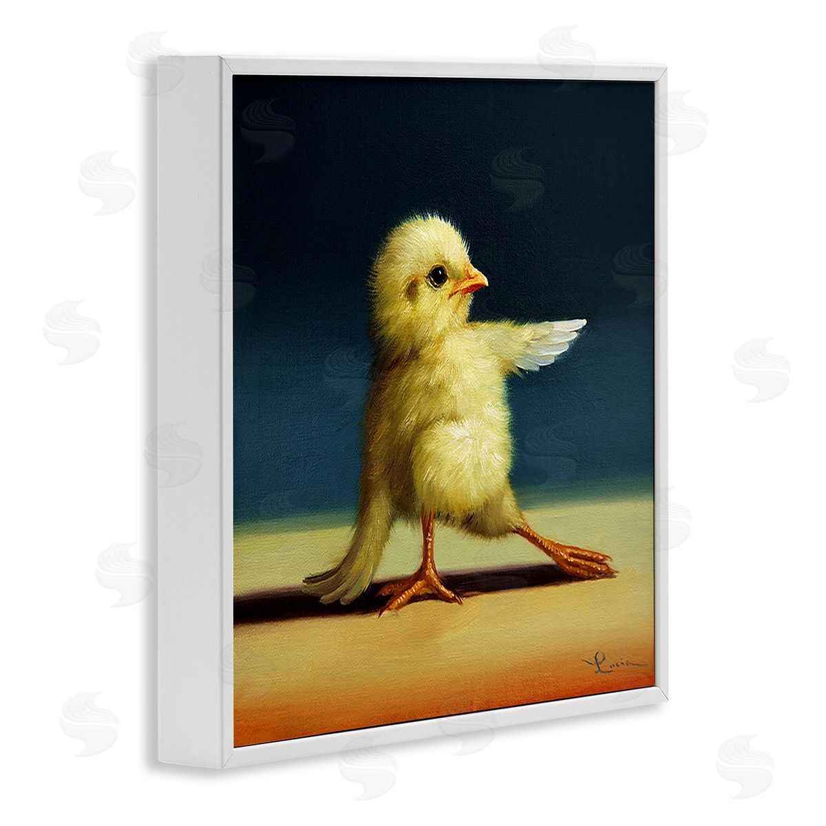 Lucia Heffernan Yoga Chicks Funny Animal Painting Twisted Warrior White Framed Glicee Wall Art Print