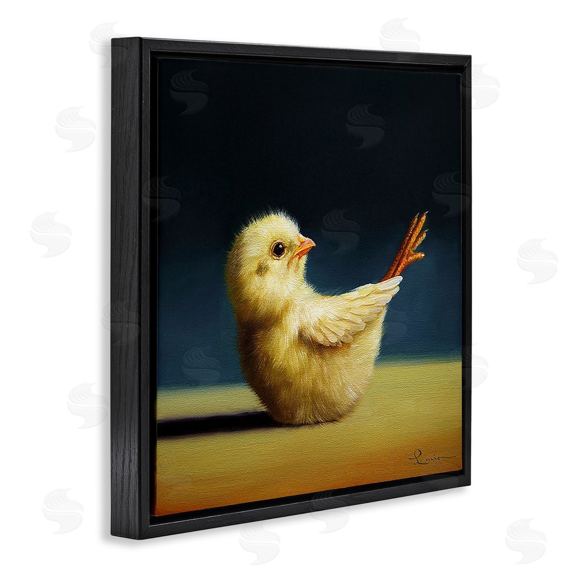 Lucia Heffernan Yoga Chicks Boat Pose Funny Farm Bird Painting Black Floating Frame Canvas Wall Art Print