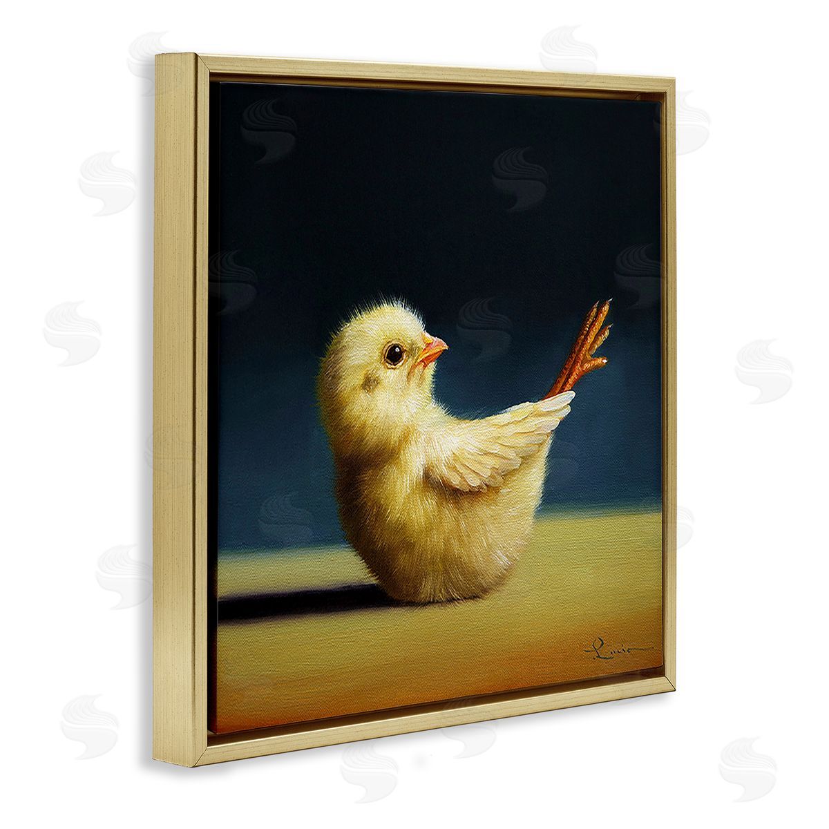 Lucia Heffernan Yoga Chicks Boat Pose Funny Farm Bird Painting Gold Floating Frame Canvas Wall Art Print