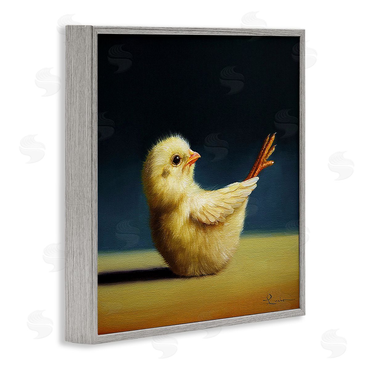 Lucia Heffernan Yoga Chicks Boat Pose Funny Farm Bird Painting Gray Framed Glicee Wall Art Print