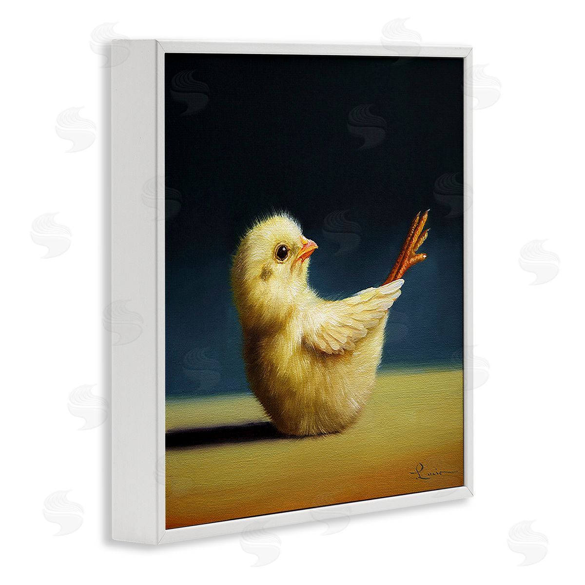 Lucia Heffernan Yoga Chicks Boat Pose Funny Farm Bird Painting White Framed Glicee Wall Art Print