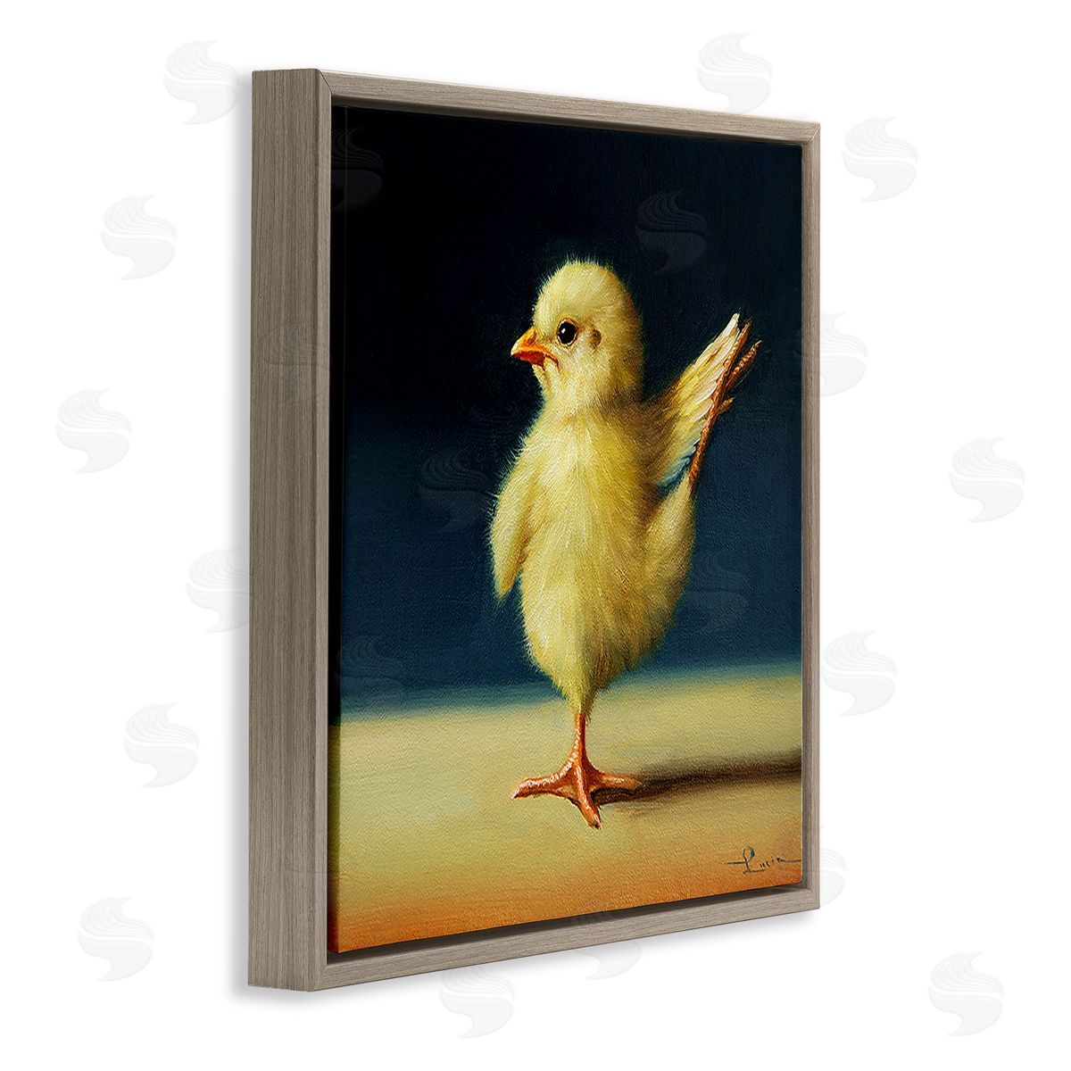 Lucia Heffernan Yoga Chicks Birds of Paradise Pose Funny Animal Brown Floating Frame Canvas Wall Art Print