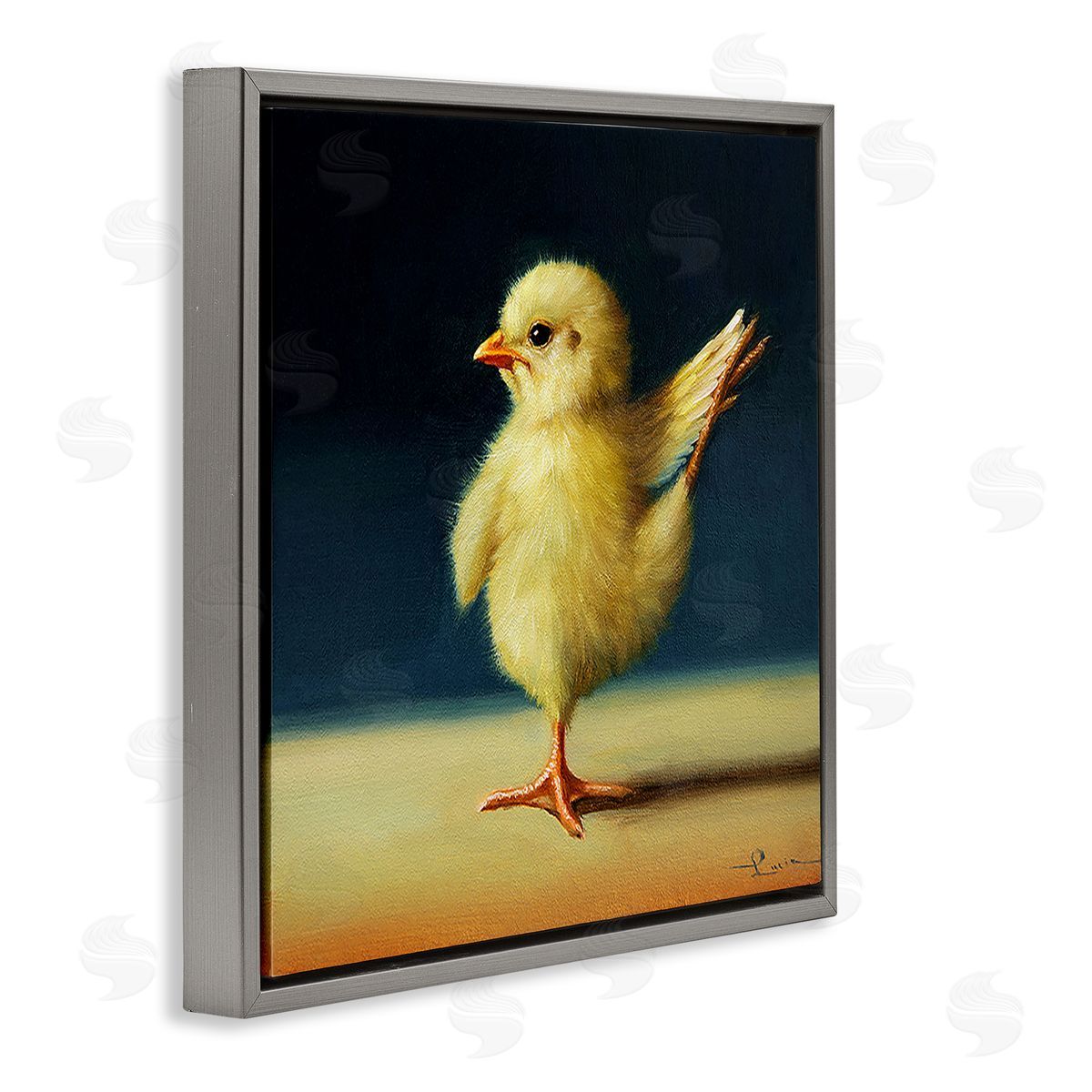 Lucia Heffernan Yoga Chicks Birds of Paradise Pose Funny Animal Gray Floating Frame Canvas Wall Art Print