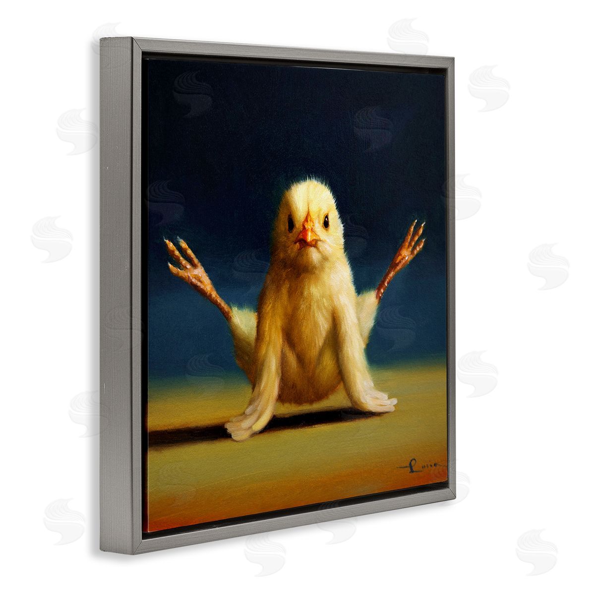 Yoga Chicks Exercise Pose Grey Floating Frame Canvas Wall Art, Home Decor by Lucia Heffernan
