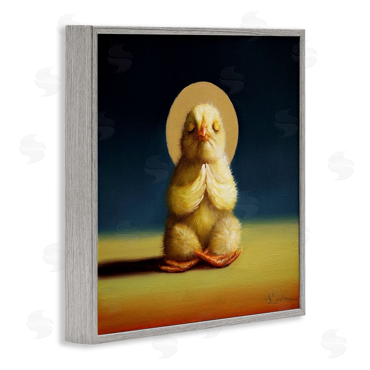 Meditating Yoga Chick Grey Frame Print Wall Art, Home Decor by Lucia Heffernan
