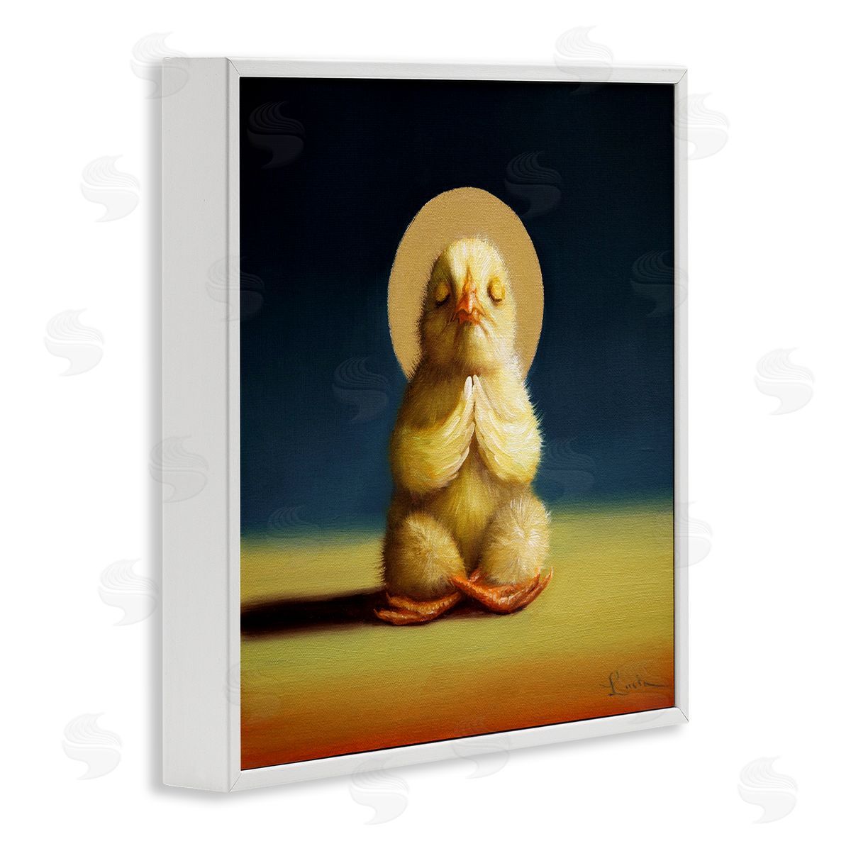 Meditating Yoga Chick White Frame Print Wall Art, Home Decor by Lucia Heffernan
