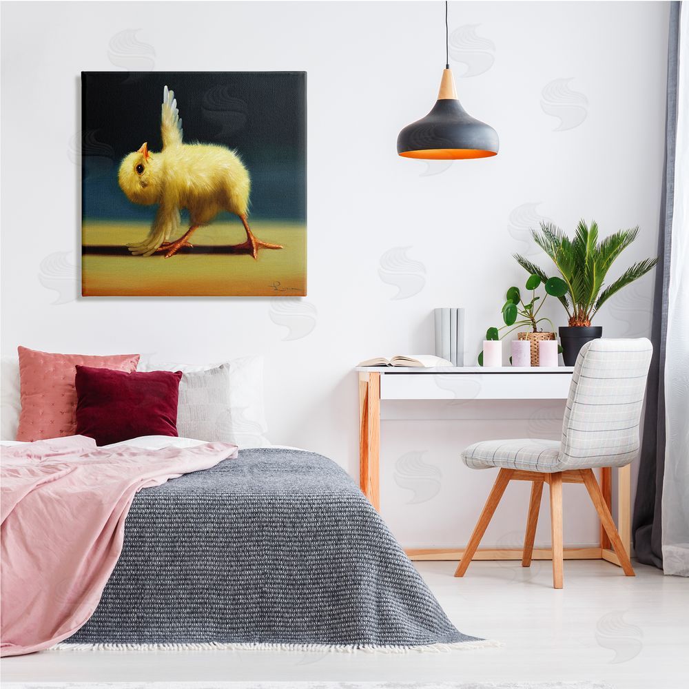 Lucia Heffernan Yoga Chicks Triangle Pose Funny Farm Animal Painting Canvas Wall Art in Room