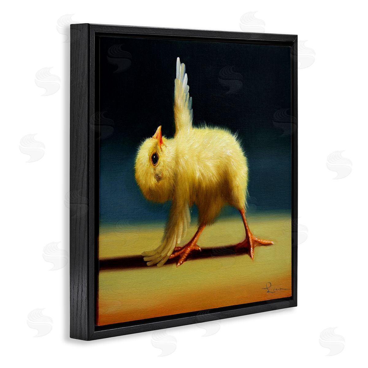 Lucia Heffernan Yoga Chicks Triangle Pose Funny Farm Animal Painting Black Floating Frame Canvas Wall Art Print