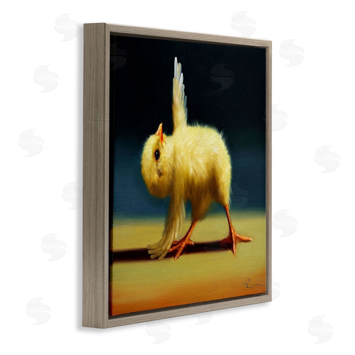 Lucia Heffernan Yoga Chicks Triangle Pose Funny Farm Animal Painting Brown Floating Frame Canvas Wall Art Print