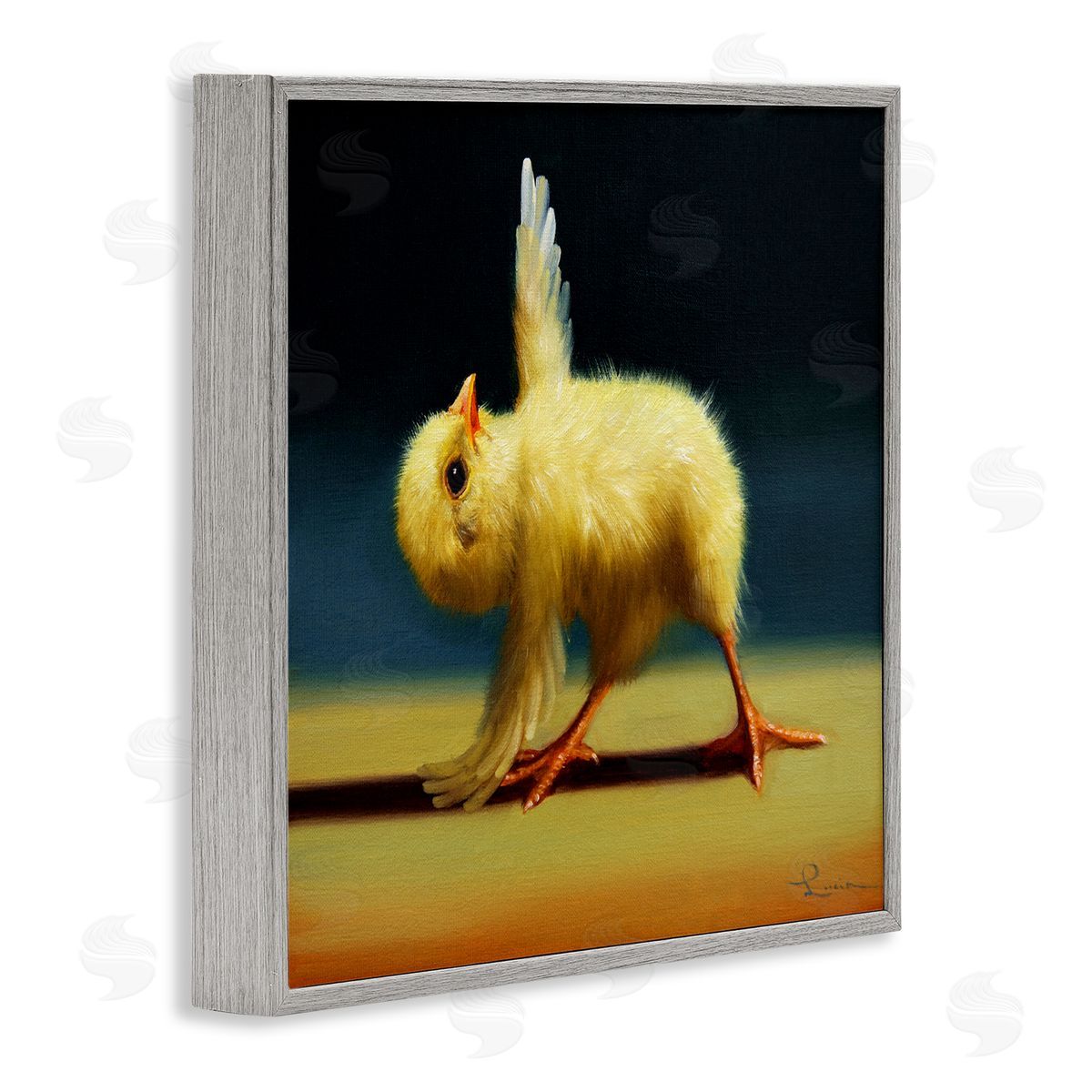 Lucia Heffernan Yoga Chicks Triangle Pose Funny Farm Animal Painting Gray Framed Glicee Wall Art Print