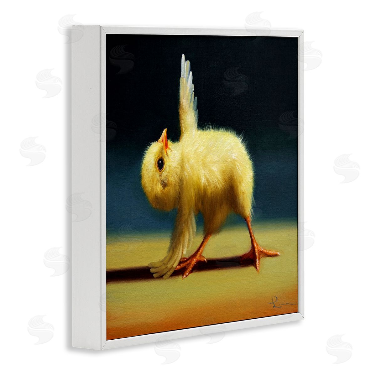 Lucia Heffernan Yoga Chicks Triangle Pose Funny Farm Animal Painting White Framed Glicee Wall Art Print