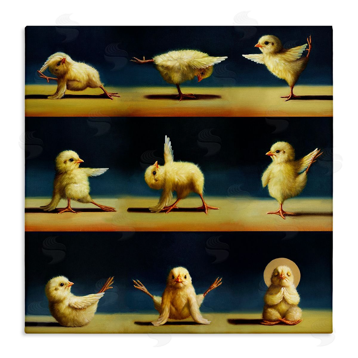 Yoga Chicks Stretching Meditation Canvas Wall Art, Home Decor by Lucia Heffernan