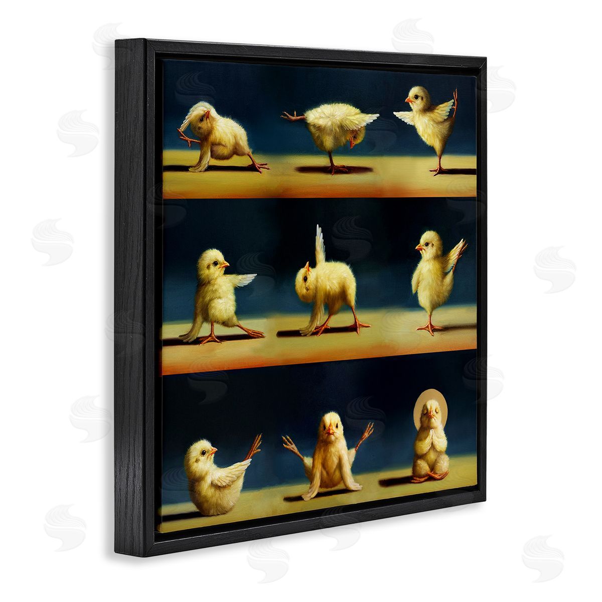 Yoga Chicks Stretching Meditation Black Floating Frame Canvas Wall Art, Home Decor by Lucia Heffernan