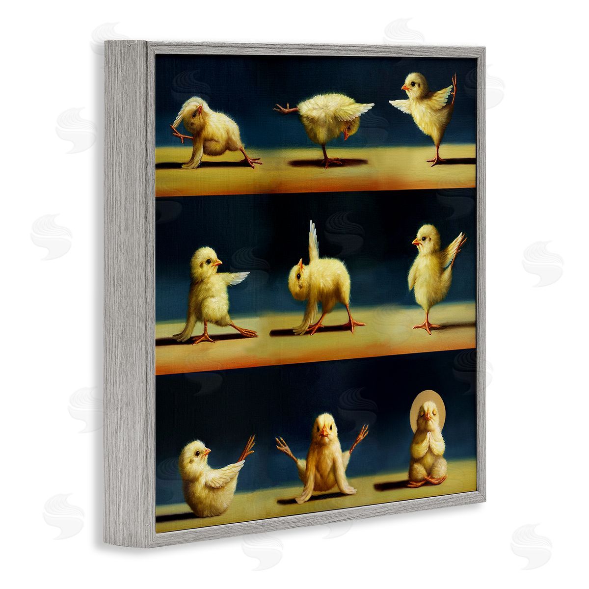 Yoga Chicks Stretching Meditation Grey Frame Print Wall Art, Home Decor by Lucia Heffernan