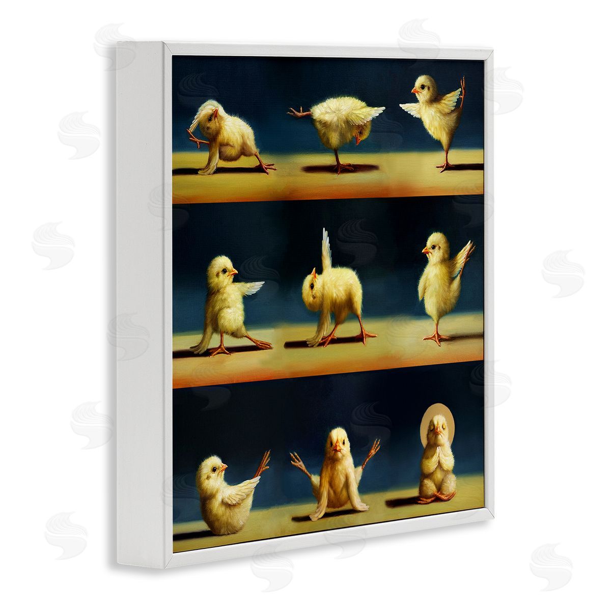 Yoga Chicks Stretching Meditation White Frame Print Wall Art, Home Decor by Lucia Heffernan