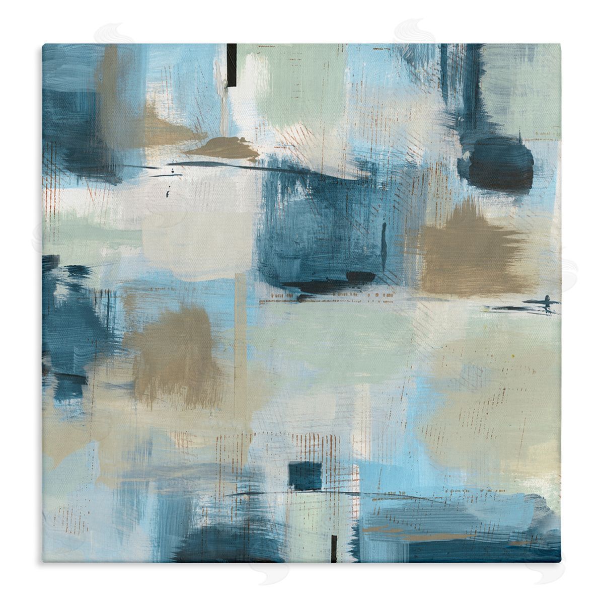 Susan Jill Modern Abstract Tiled Paint Patchwork Collage  Stretched Canvas Wall Art Print