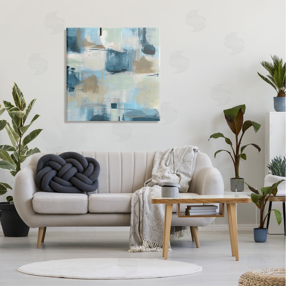 Susan Jill Modern Abstract Tiled Paint Patchwork Collage  Canvas Wall Art in Room