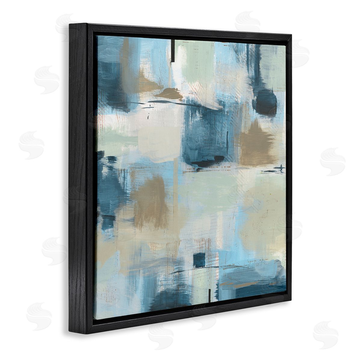 Susan Jill Modern Abstract Tiled Paint Patchwork Collage  Black Floating Frame Canvas Wall Art Print