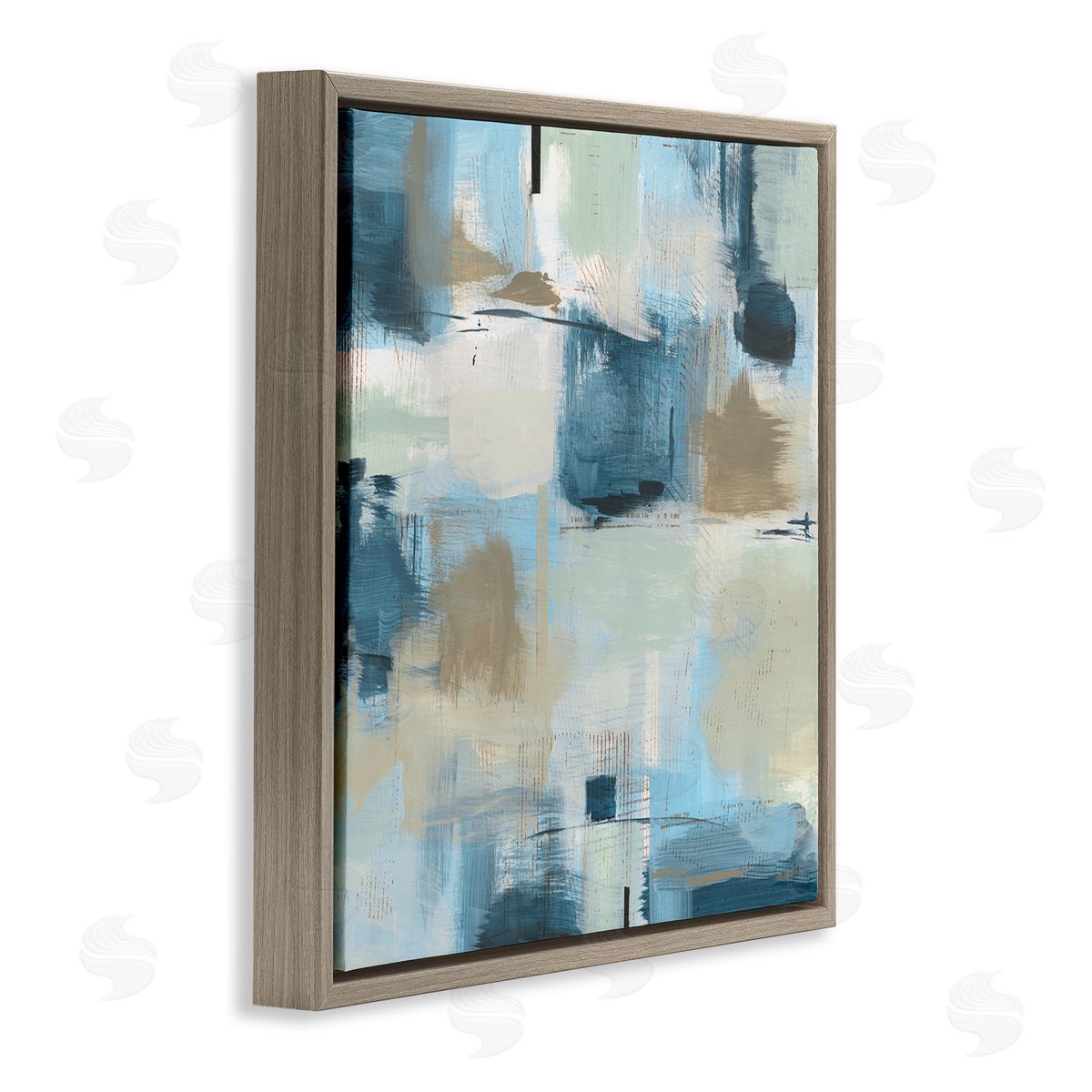 Susan Jill Modern Abstract Tiled Paint Patchwork Collage  Brown Floating Frame Canvas Wall Art Print