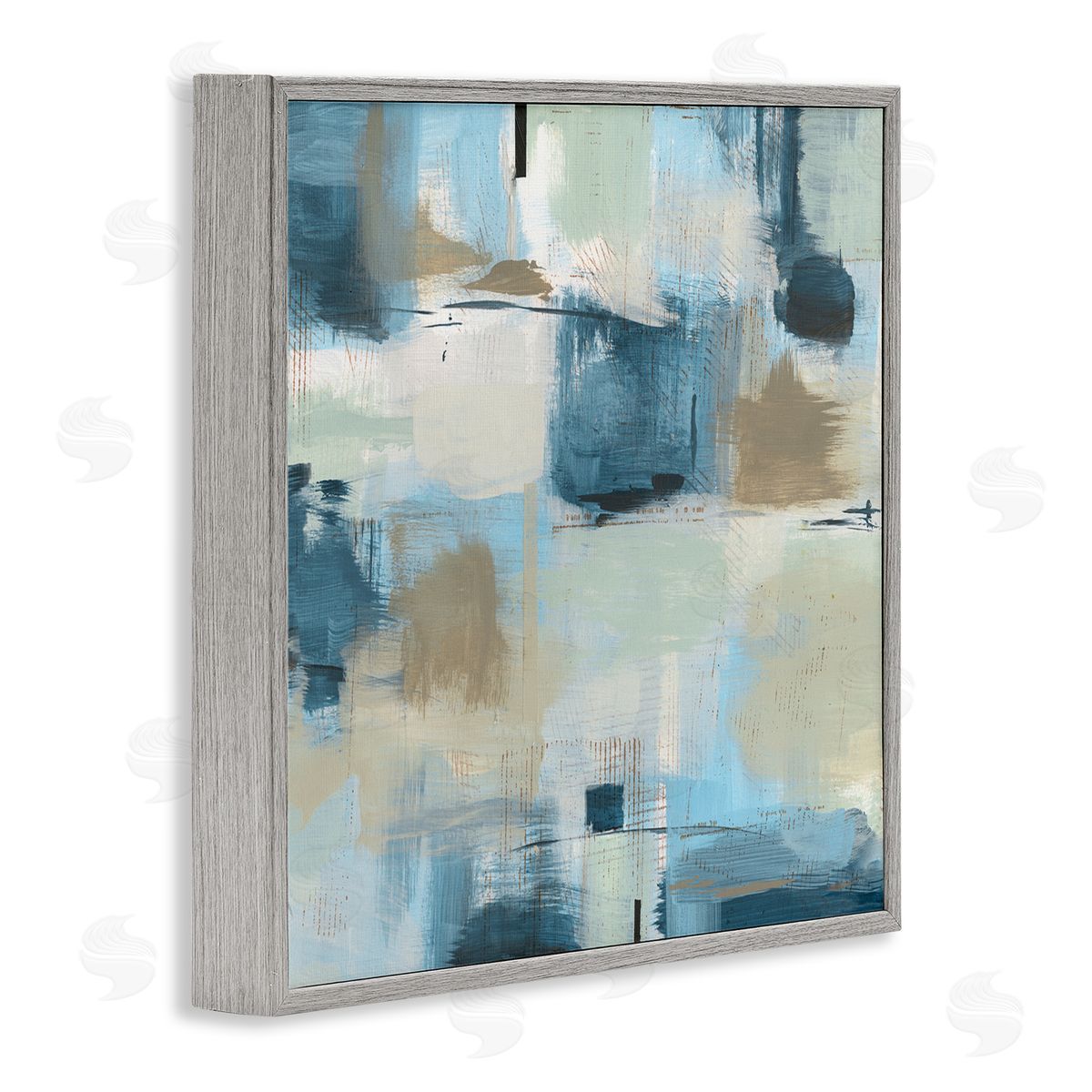 Susan Jill Modern Abstract Tiled Paint Patchwork Collage  Gray Framed Glicee Wall Art Print