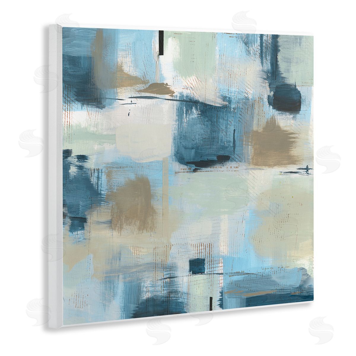 Susan Jill Modern Abstract Tiled Paint Patchwork Collage  Wooden Wall Plaque Art Print