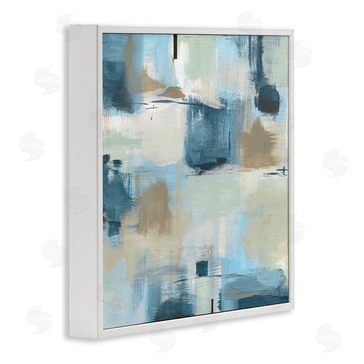 Susan Jill Modern Abstract Tiled Paint Patchwork Collage  White Framed Glicee Wall Art Print