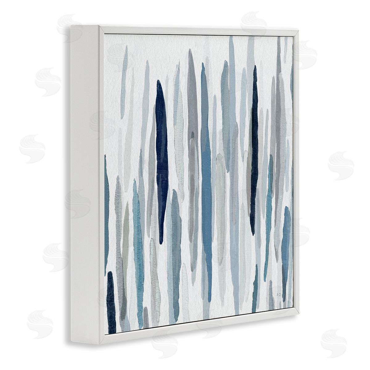 Abstract Rain Pattern Strokes White Frame Print Wall Art, Home Decor by Susan Jill