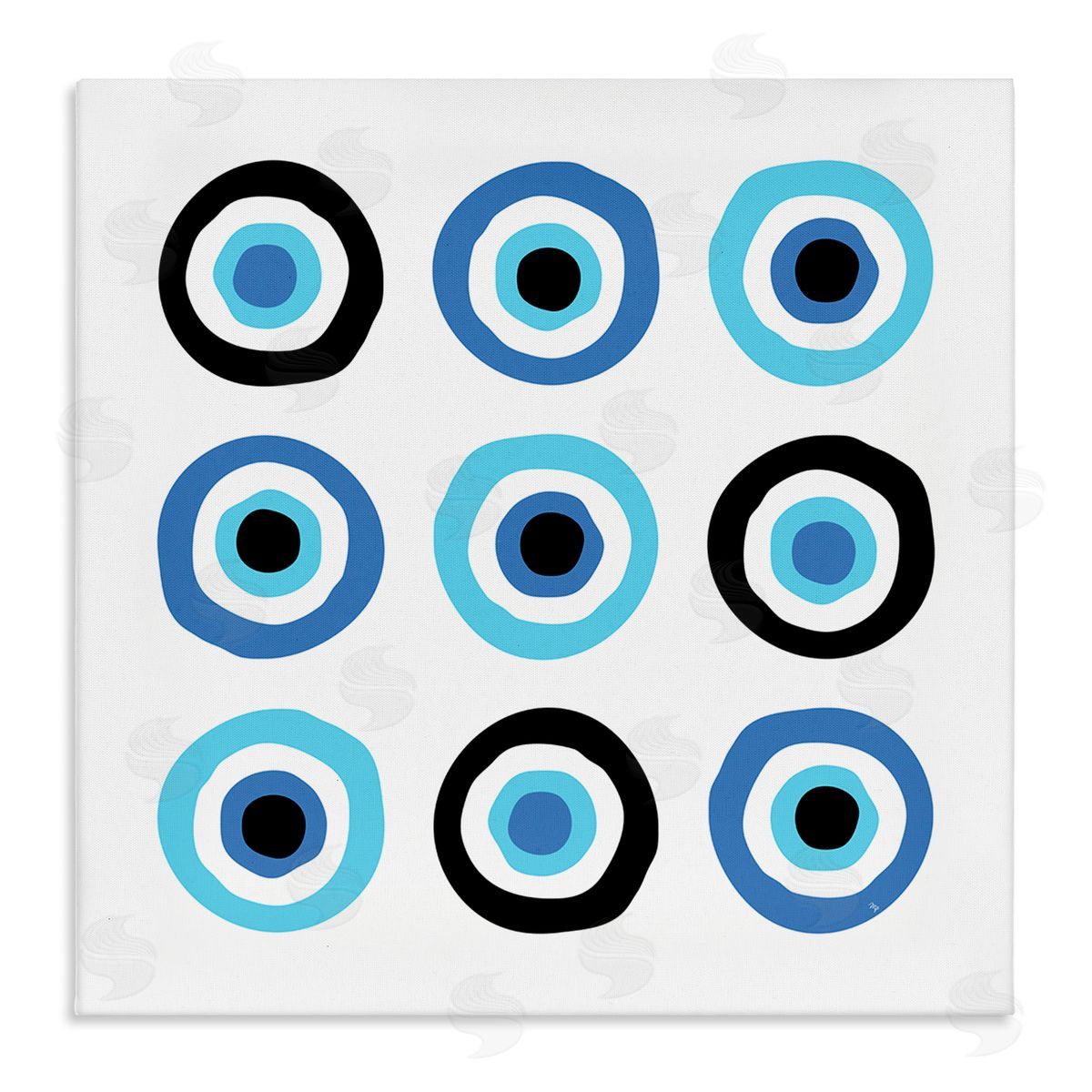 Martina Pavlova Traditional Art Deco Evil Eyes Symbolic Spiral Amulets Stretched Canvas Wall Art Print