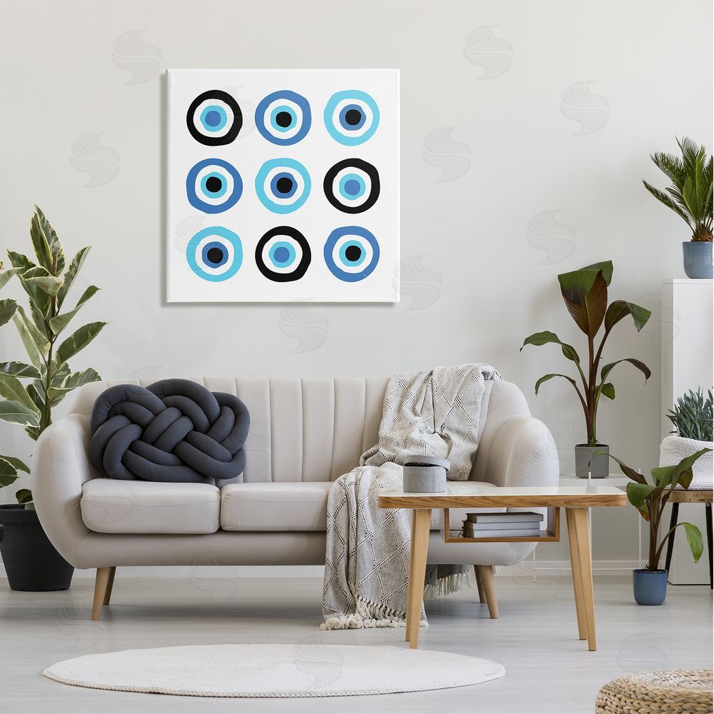 Martina Pavlova Traditional Art Deco Evil Eyes Symbolic Spiral Amulets Canvas Wall Art in Room