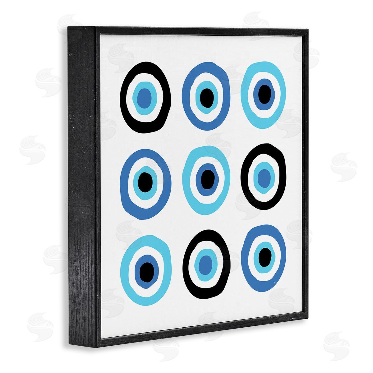 Martina Pavlova Traditional Art Deco Evil Eyes Symbolic Spiral Amulets Black Framed Glicee Wall Art Print