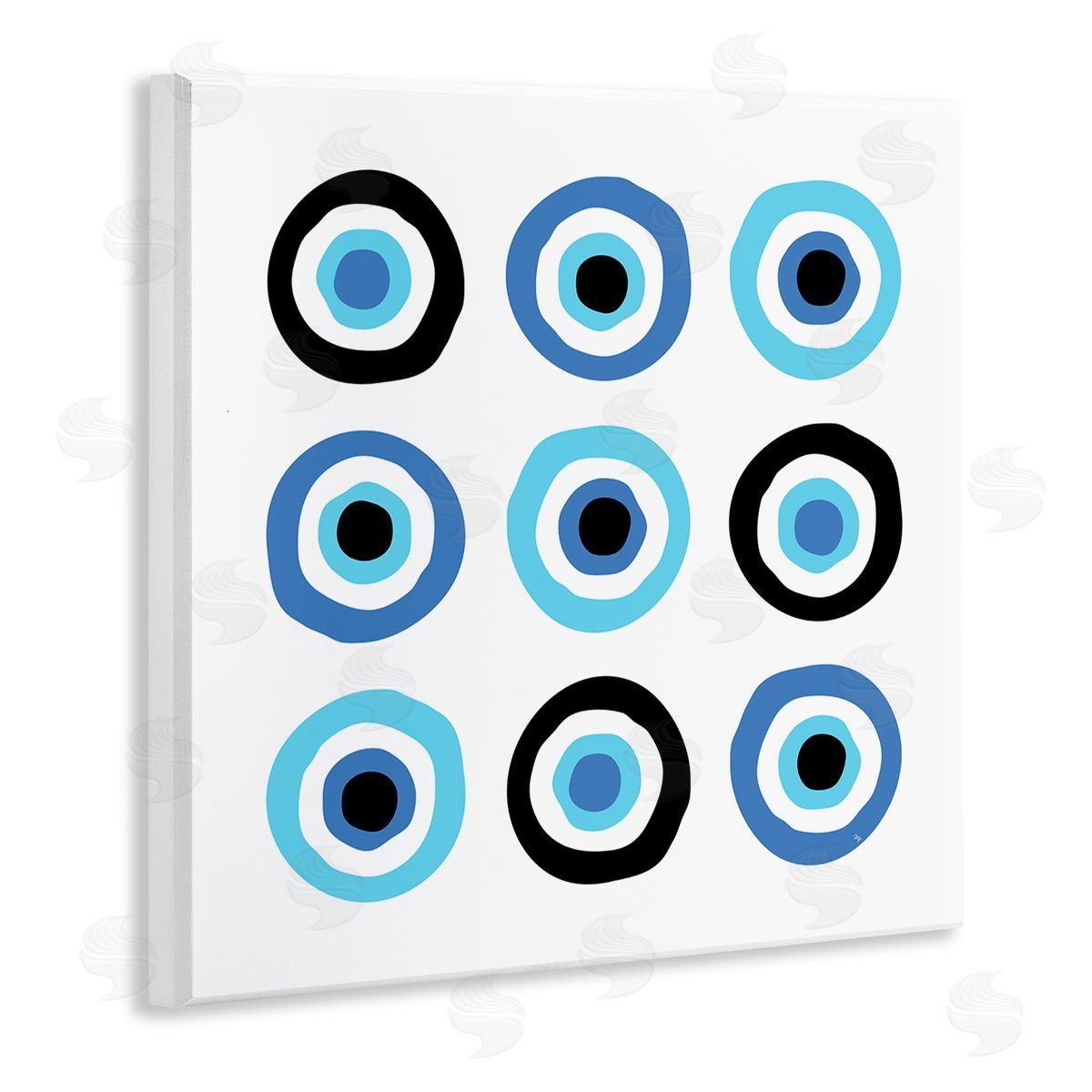 Martina Pavlova Traditional Art Deco Evil Eyes Symbolic Spiral Amulets Wooden Wall Plaque Art Print