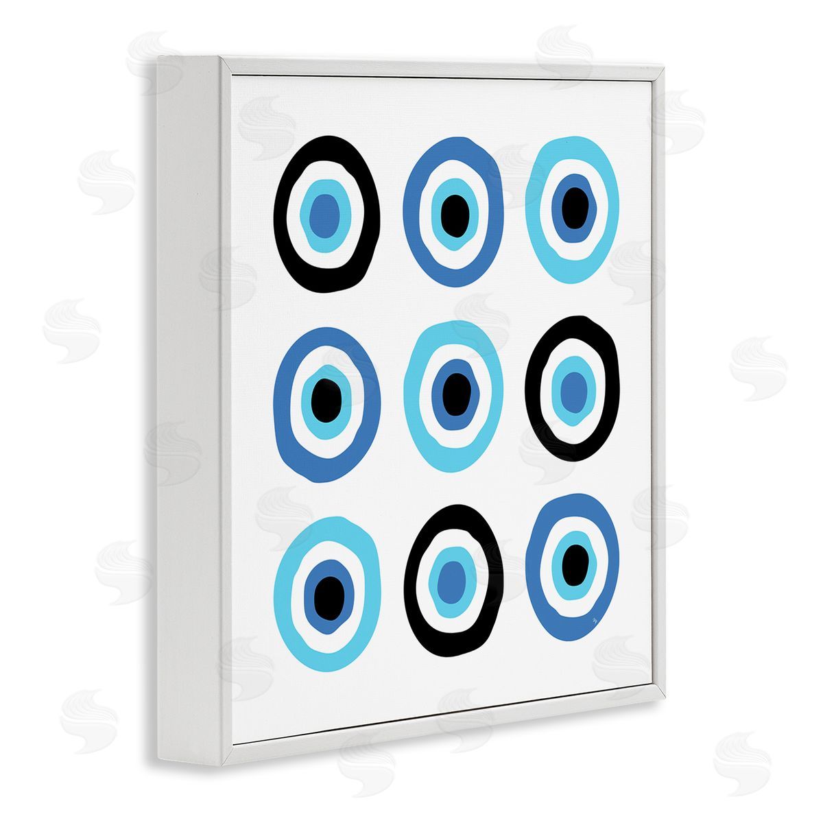 Martina Pavlova Traditional Art Deco Evil Eyes Symbolic Spiral Amulets White Framed Glicee Wall Art Print
