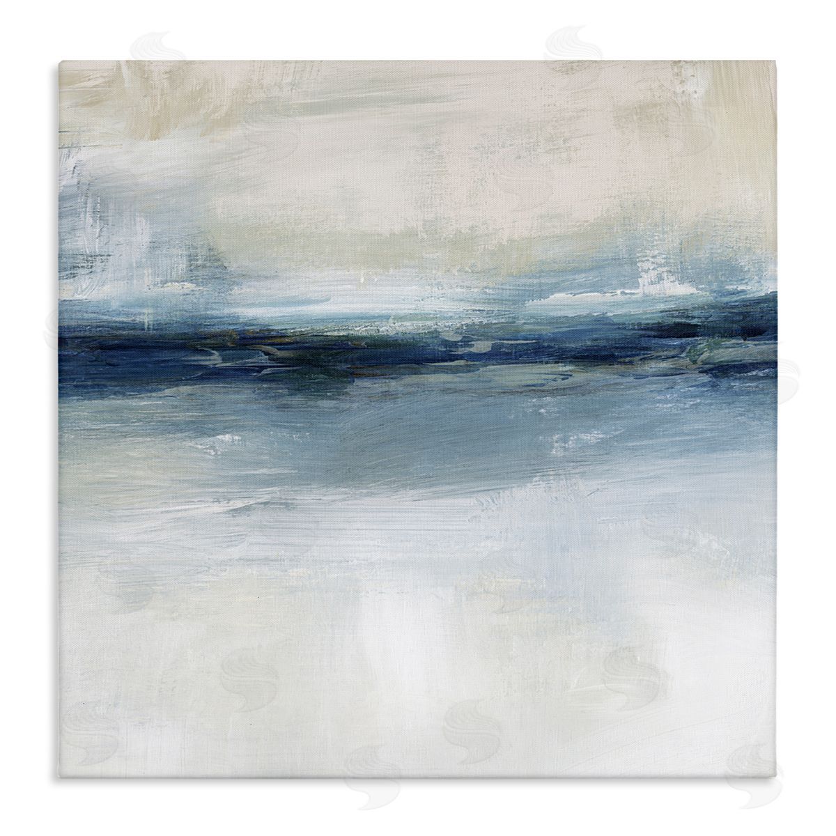Timeless Nautical Gloomy Sea Abstract Canvas Wall Art, Home Decor by Nina Blue