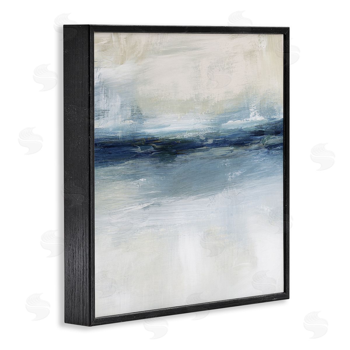 Timeless Nautical Gloomy Sea Abstract Black Frame Print Wall Art, Home Decor by Nina Blue