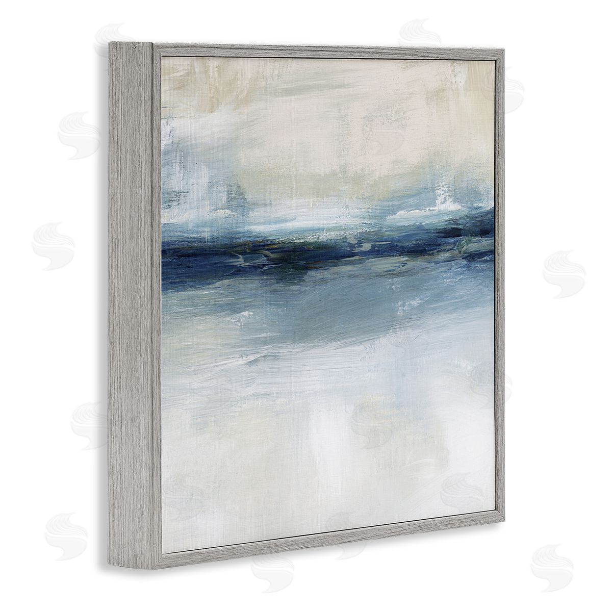 Timeless Nautical Gloomy Sea Abstract Grey Frame Print Wall Art, Home Decor by Nina Blue