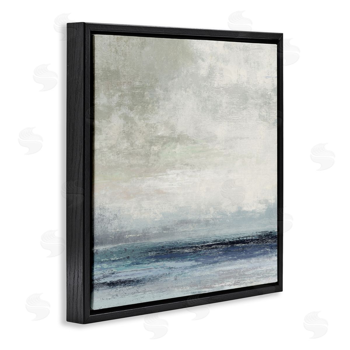 Rainy Sea Shoreline Abstract Black Floating Frame Canvas Wall Art, Home Decor by Suzanne Nicoll