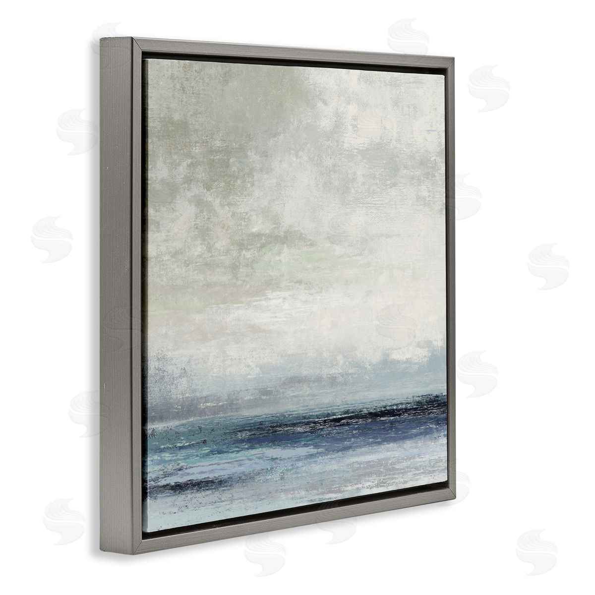 Rainy Sea Shoreline Abstract Grey Floating Frame Canvas Wall Art, Home Decor by Suzanne Nicoll