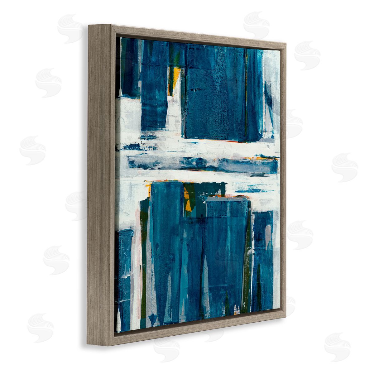 Jeff Iorillo Ultramarine Pier White Sea Flood Abstract Nature Brown Floating Frame Canvas Wall Art Print