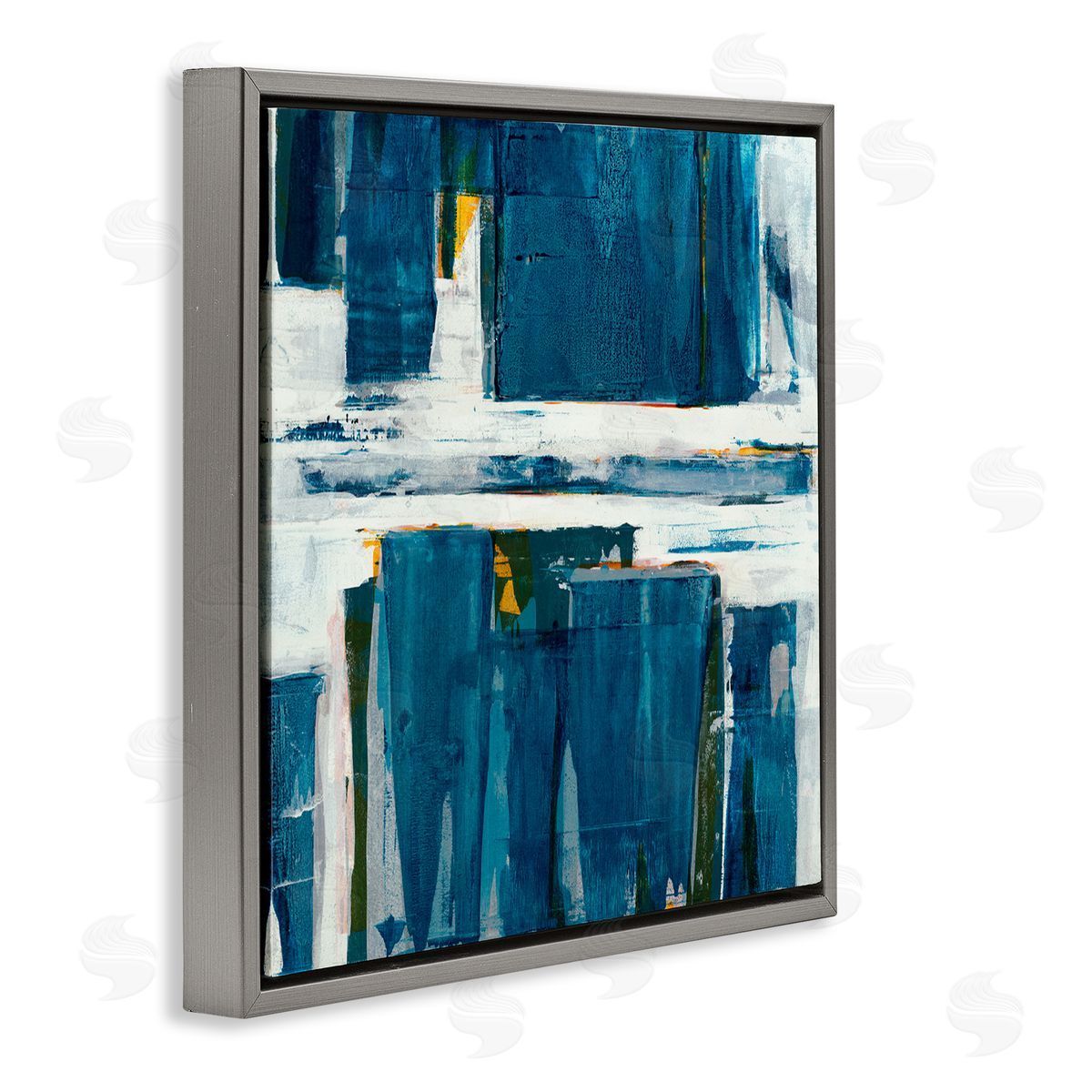 Jeff Iorillo Ultramarine Pier White Sea Flood Abstract Nature Gray Floating Frame Canvas Wall Art Print