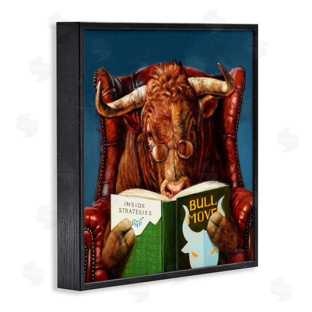 Lucia Heffernan Reading Longhorn Bull Red Sofa Animal Farm Literature Black Framed Glicee Wall Art Print