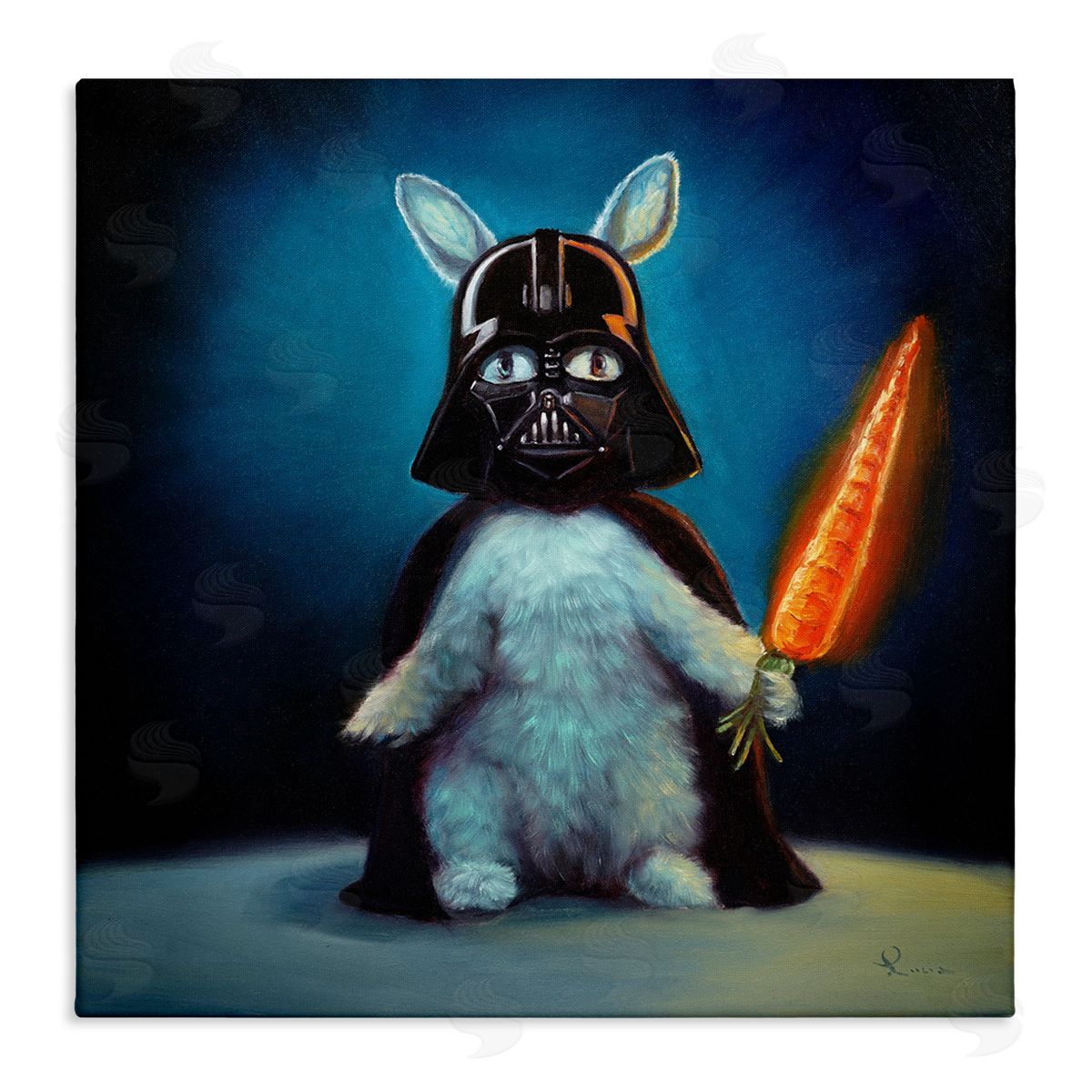 Lucia Heffernan Rabbit Star Wars Neon Carrot Cartoon Pet Portrait Stretched Canvas Wall Art Print