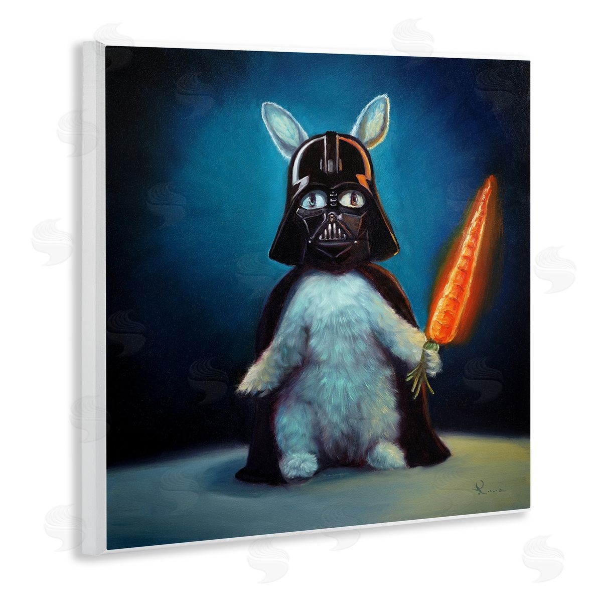 Lucia Heffernan Rabbit Star Wars Neon Carrot Cartoon Pet Portrait Wooden Wall Plaque Art Print