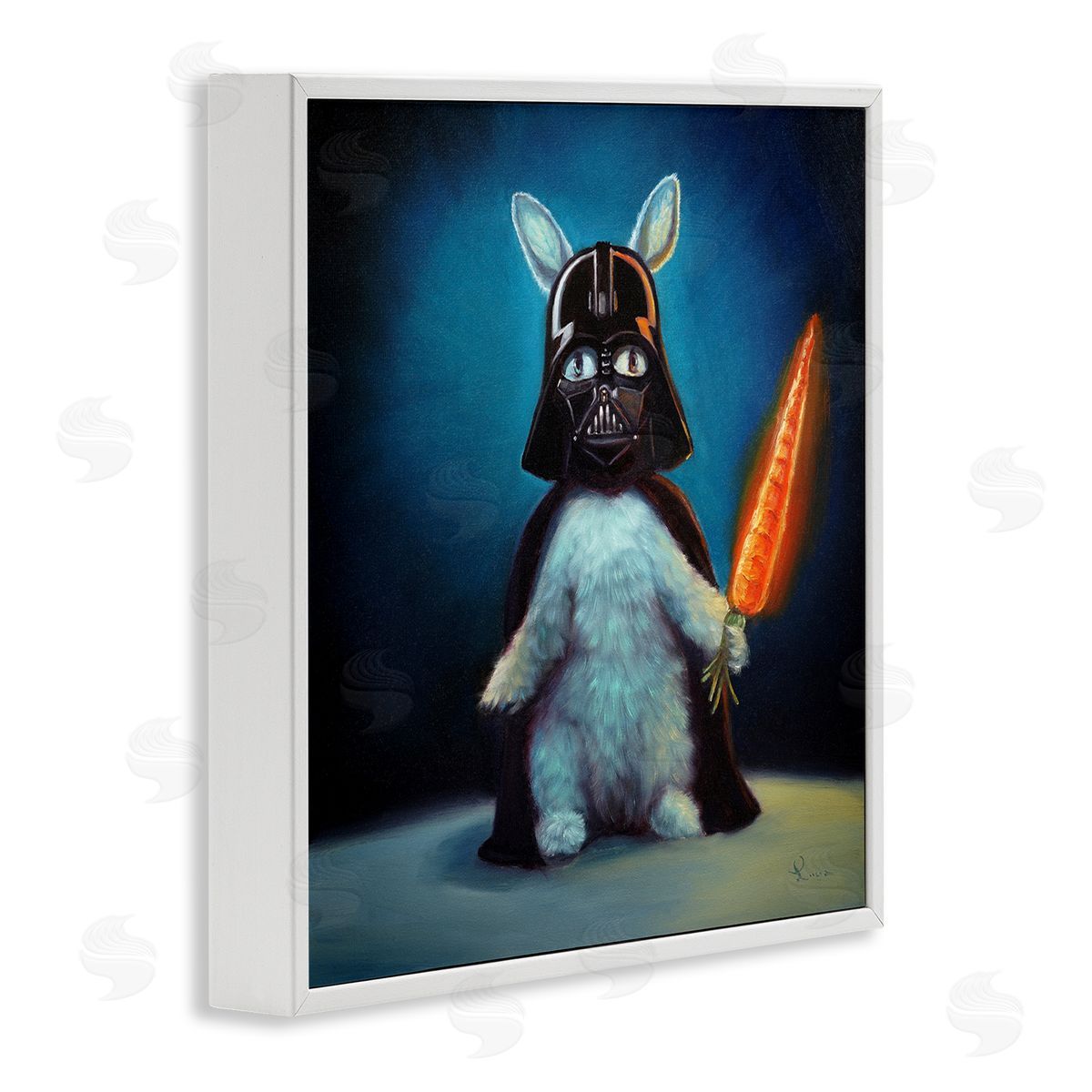 Lucia Heffernan Rabbit Star Wars Neon Carrot Cartoon Pet Portrait White Framed Glicee Wall Art Print