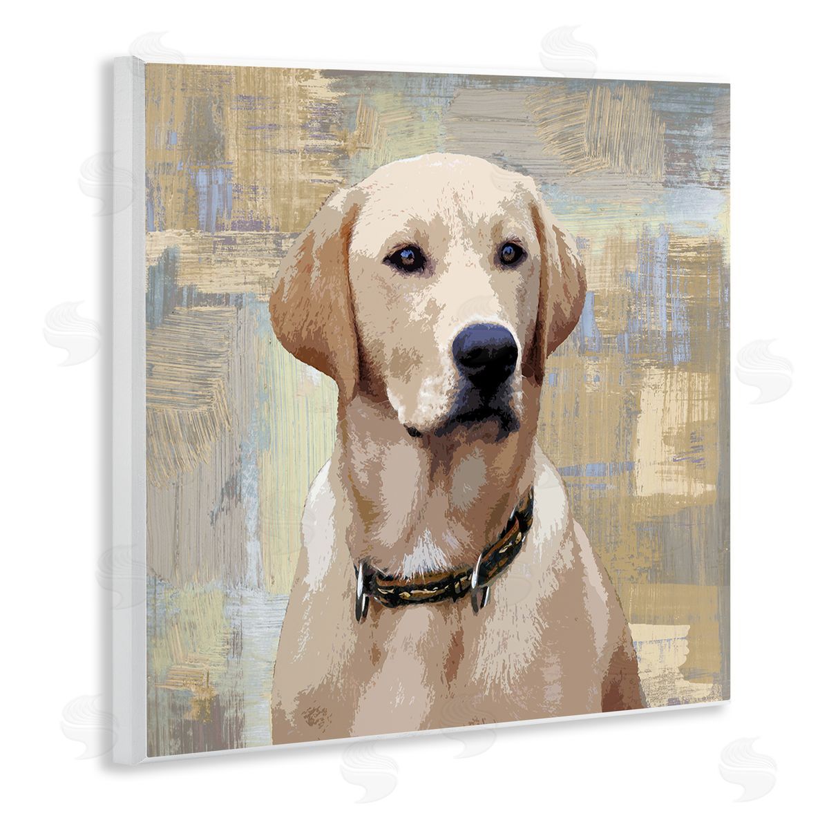 Keri Rodgers Sharp Golden Retriever Dog Grunge Patched Background Wooden Wall Plaque Art Print