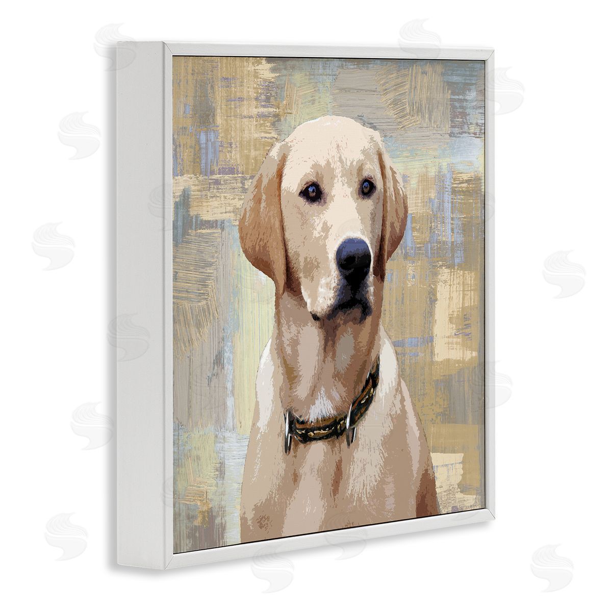 Keri Rodgers Sharp Golden Retriever Dog Grunge Patched Background White Framed Glicee Wall Art Print
