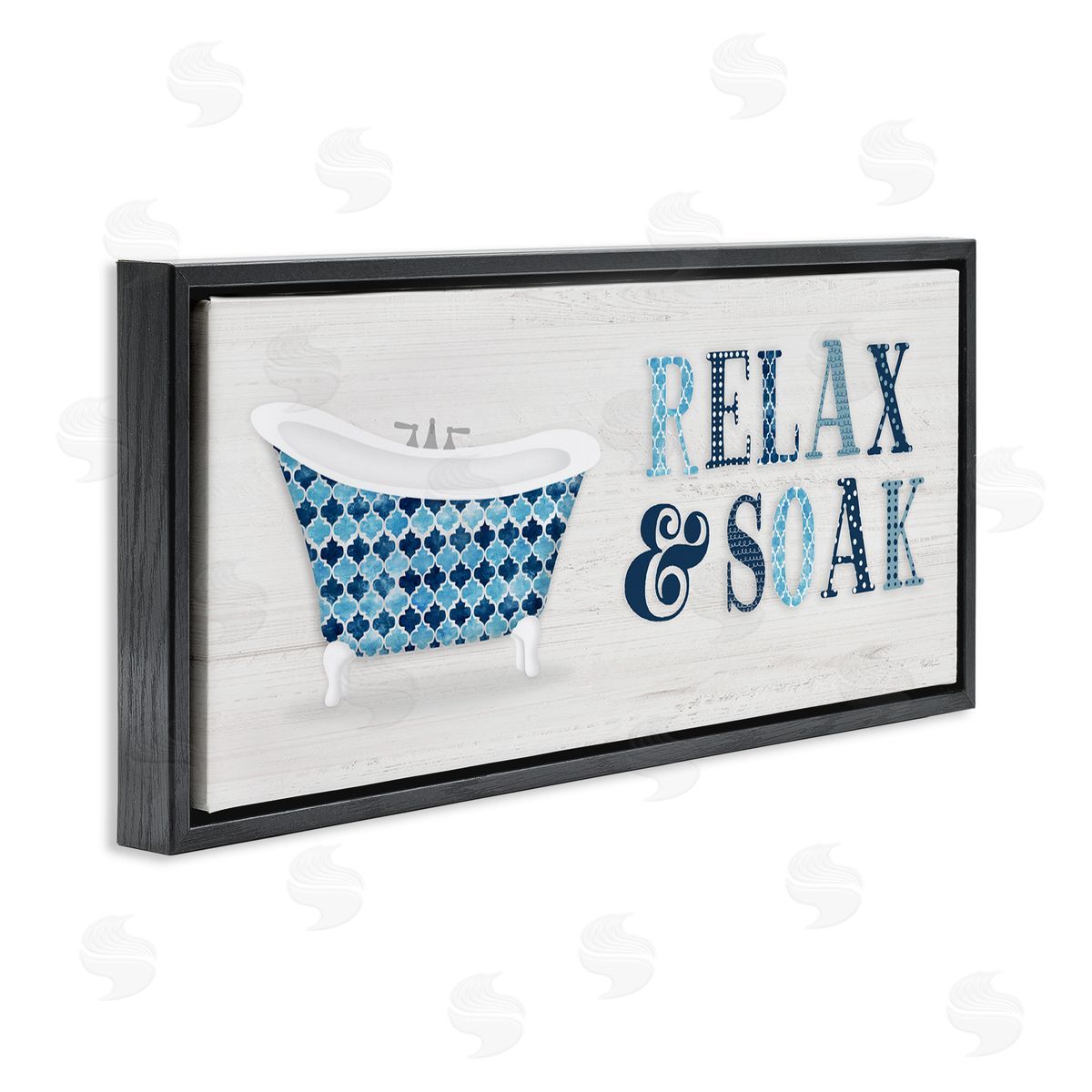 Natalie Carpentieri Soak Relax Tub Geometric Patterned Typography Bathroom Sign 