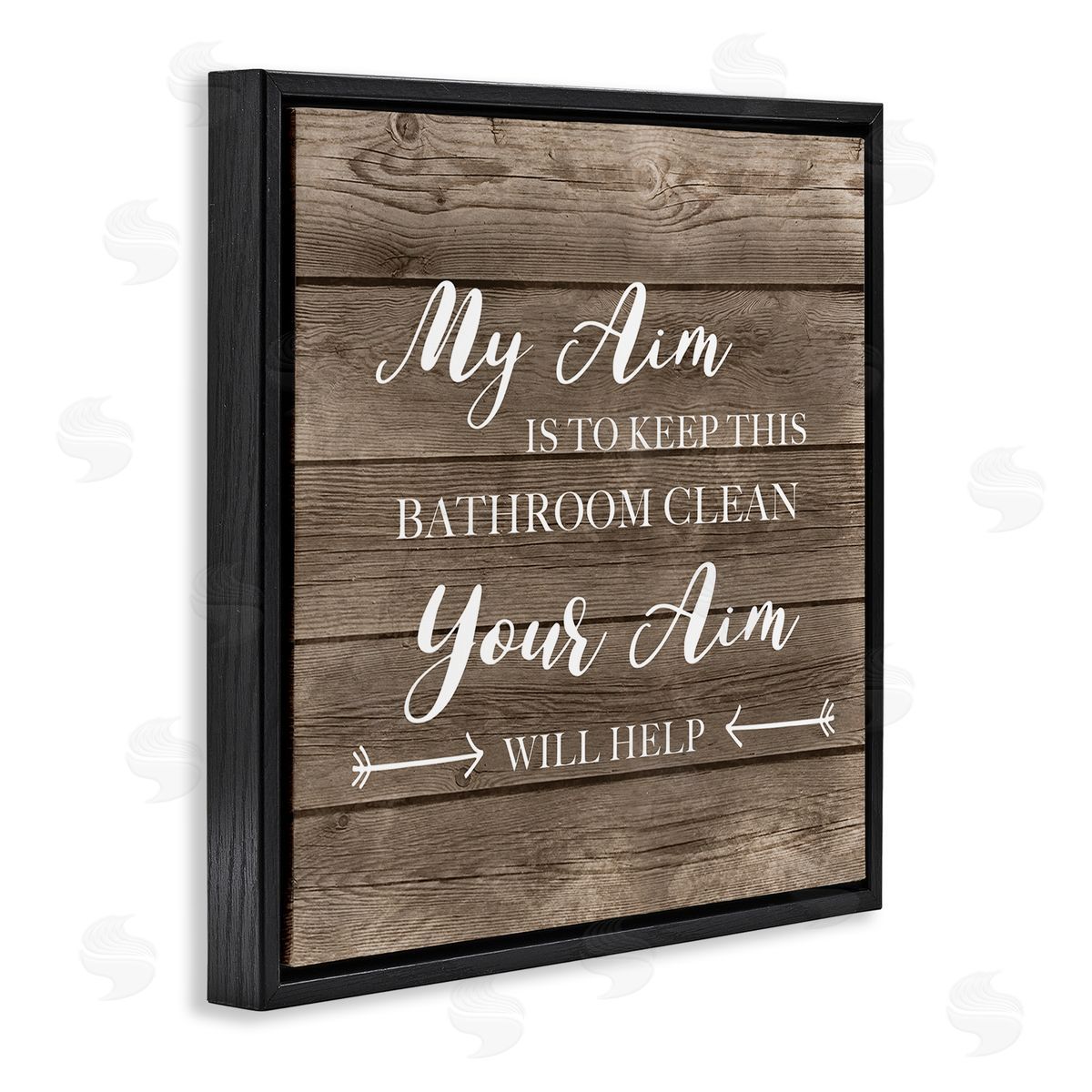 Sassy Your Aim Toilet Cleanliness Black Floating Frame Canvas Wall Art, Home Decor by CAD Designs